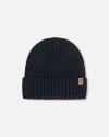 Deux Par Deux Kids Unisex Cuffed Knit Hat Black In Black