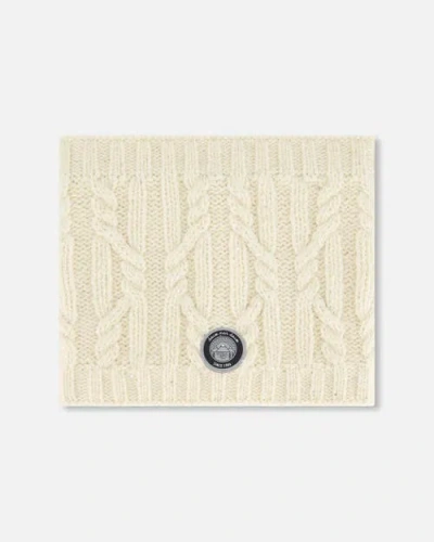 Deux Par Deux Kids Unisex Knit Neckwarmer Off White In Whisper White