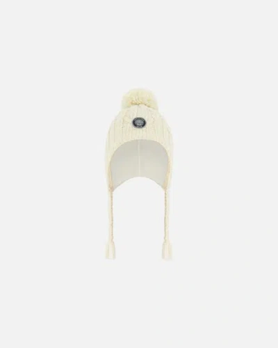 Deux Par Deux Kids Unisex Peruvian Knit Hat Off White In Whisper White