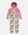 Deux Par Deux Kids Unisex Printed Mid-season One-piece Outerwear Light Pink With Hearts In Pink