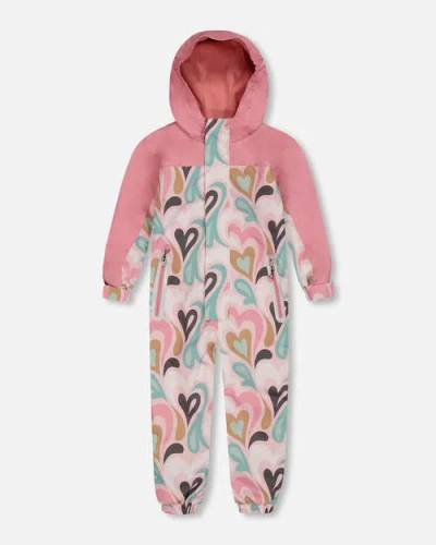 Deux Par Deux Kids Unisex Printed Mid-season One-piece Outerwear Light Pink With Hearts