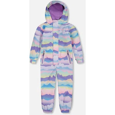 Deux Par Deux Kids Unisex Printed Mid-season One-piece Outerwear Mauve And Blue, Pink Mountain
