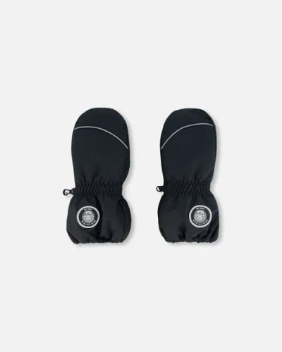 Deux Par Deux Kids Unisex Solid Mittens Black In Anthracite