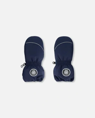 Deux Par Deux Kids Unisex Solid Mittens Navy In Dress Blue