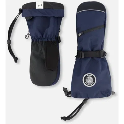 Deux Par Deux Kids Unisex Winter Mittens Teknik In Blue