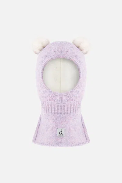 Deux Par Deux Kids' Knit Bear Balaclava Lavender In Purple