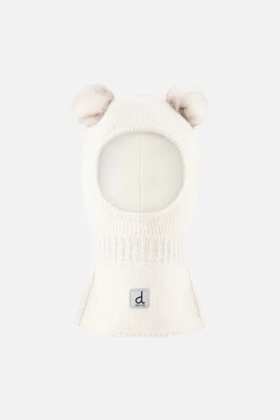 Deux Par Deux Kids' Knit Bear Balaclava Off-white In Neutral