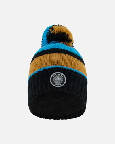 Deux Par Deux Kids' Knit Hat Blue, Black And Spice In Multi