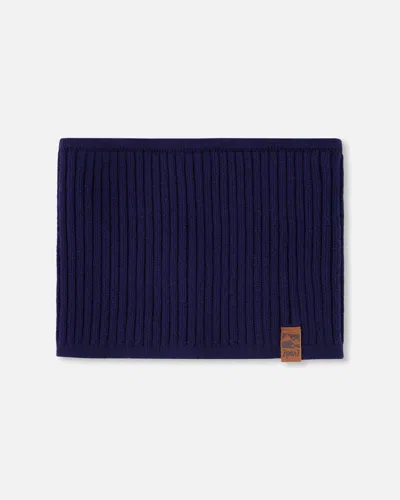 Deux Par Deux Kids' Knit Neckwarmer Navy Blue In Black