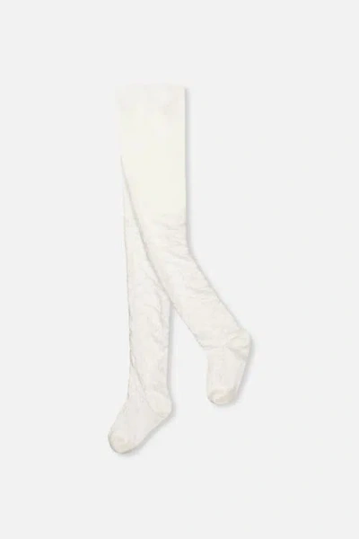 Deux Par Deux Kids'  Knit Textured Tights In White