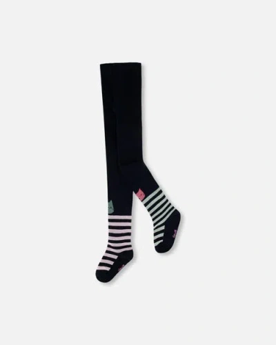 Deux Par Deux Babies'  Knit Tights In Black