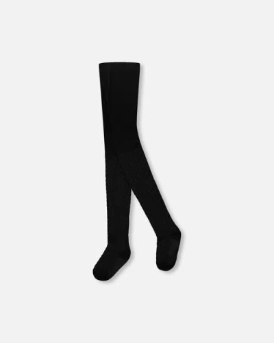 Deux Par Deux Babies'  Knit Tights In Black