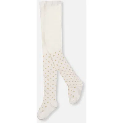 Deux Par Deux Babies'  Knit Tights With Golden Star In Neutral