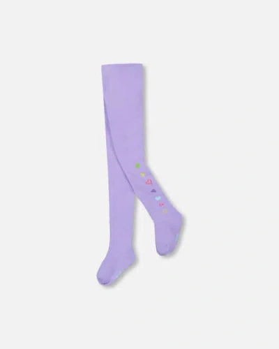 Deux Par Deux Kids'  Knit Tights With Hearts In Purple