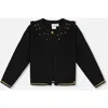 Deux Par Deux Knitted Cardigan With Rhinestones In Black