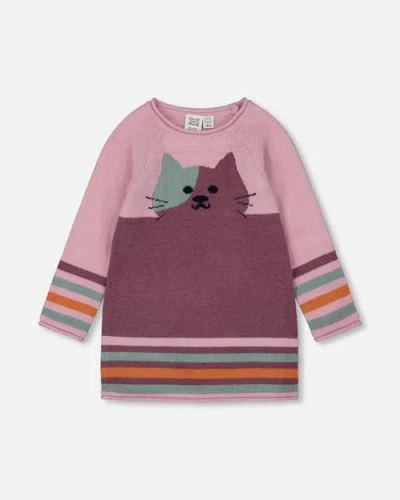 DEUX PAR DEUX DEUX PAR DEUX KNITTED DRESS WITH CAT