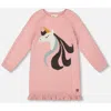 Deux Par Deux Knitted Dress With Unicorn Intarsia In Pink