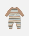 Deux Par Deux Knitted Romper Stripes In Multi