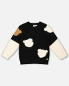 Deux Par Deux Knitted Sweater With Bear Intarsia In Black