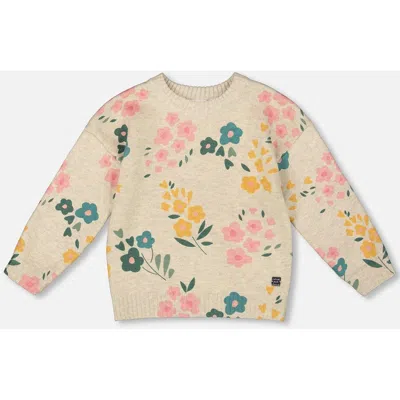 DEUX PAR DEUX DEUX PAR DEUX KNITTED SWEATER WITH FLORAL