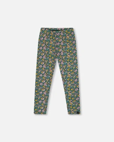 Deux Par Deux Kids'  Leggings With Flower In Neutral