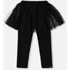 Deux Par Deux Kids'  Leggings With Tulle Skirt In Blue