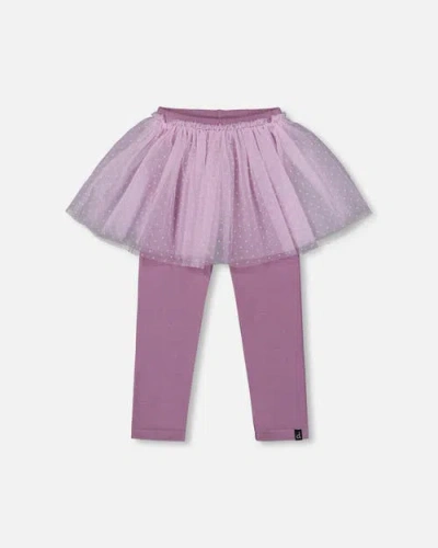 Deux Par Deux Babies'  Leggings With Tulle Skirt In Brown