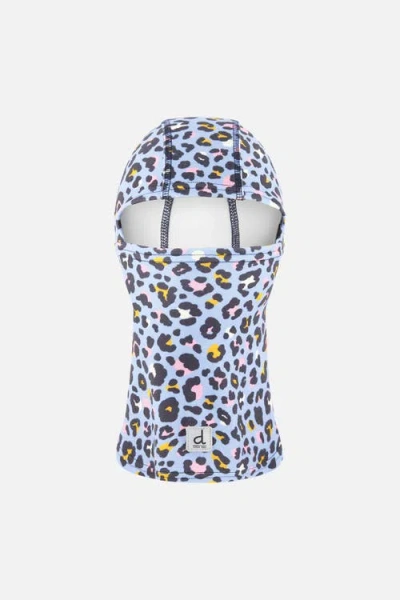Deux Par Deux Kids'  Leopard Brushed Jersey Reflective Stretch Balaclava In Blue