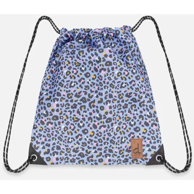 Deux Par Deux Kids'  Leopard Practical Lightweight Spacious Drawstring Bag In Multi