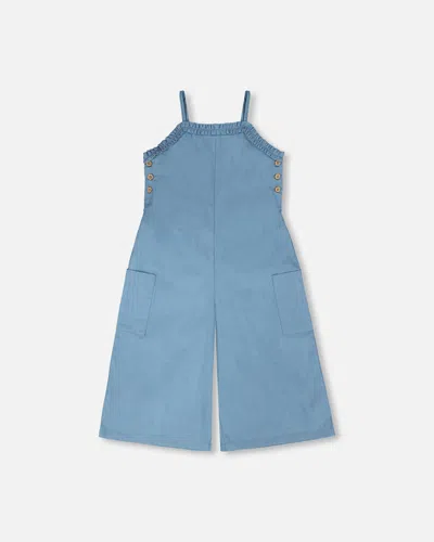 Deux Par Deux Kids' Light Blue Chambray Jumpsuit