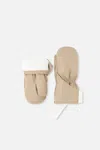 Deux Par Deux Lined Extended Cuff Connector String Mittens In Neutral