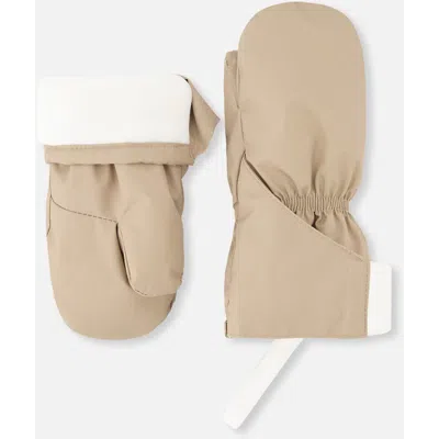 Deux Par Deux Kids'  Lined Extended Cuff Connector String Mittens In Brown