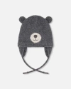 Deux Par Deux Lined Knit Hat With Ears In Gray
