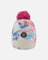 Deux Par Deux Lined Knit Pompom Hat Flower In Multi