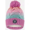 Deux Par Deux Lined Knit Pompom Hat In Multi