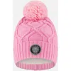 Deux Par Deux Babies'  Lined Knit Pompom Hat In Pink