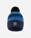 Deux Par Deux Kids'  Lined Knit Winter Hat With Pompom In Multi