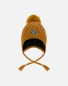 Deux Par Deux Lined Winter Hat With Pompom In Brown
