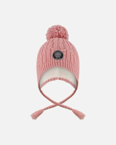 Deux Par Deux Kids'  Lined Winter Hat With Pompom In Pink