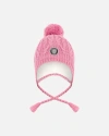 Deux Par Deux Kids'  Lined Winter Hat With Pompom In Pink