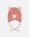 Deux Par Deux Lined Winter Knit Hat With Ear Flaps In Pink