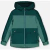 Deux Par Deux Little Boy's Colorblock Mid-season Jacket Forest Green And Emerald In Forest Green And Emerald