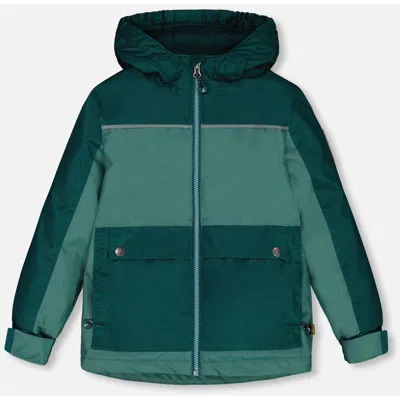 Deux Par Deux Babies'  Little Boy's Colorblock Mid-season Jacket Forest Green And Emerald