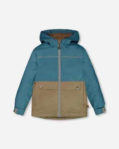 DEUX PAR DEUX DEUX PAR DEUX LITTLE BOY'S COLORBLOCK MID-SEASON JACKET NEUTRAL BLUE AND TAUPE
