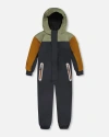 DEUX PAR DEUX DEUX PAR DEUX LITTLE BOY'S COLORBLOCK MID-SEASON ONE-PIECE OUTERWEAR DARK GRAY, SAGE, AND TAN