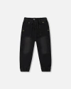 Deux Par Deux Little Boy's French Terry Denim Jogger Pant Black Jeans In Black Jeans
