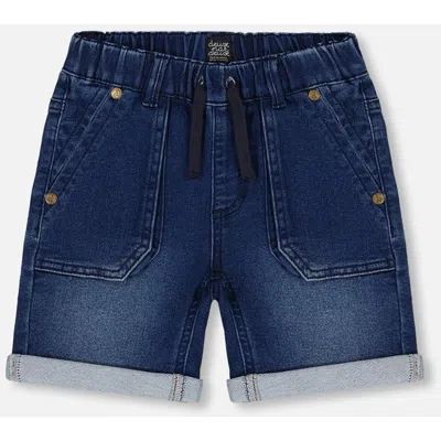 Deux Par Deux Babies'  Little Boy's French Terry Denim Short Dark Denim Blue