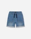 Deux Par Deux Little Boy's French Terry Denim Short Denim Blue In Denim Blue