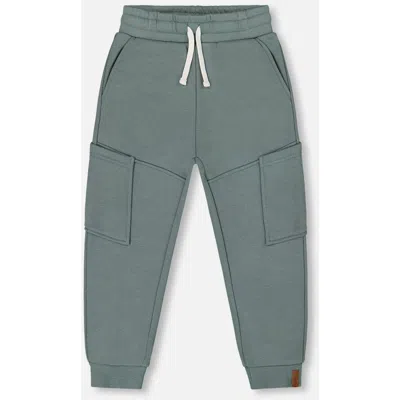Deux Par Deux Kids'  Little Boy's French Terry Sweatpants With Side Pockets Grayish Teal