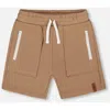 Deux Par Deux Boys' French Terry Zip Pocket Shorts - Big Kid In Beige